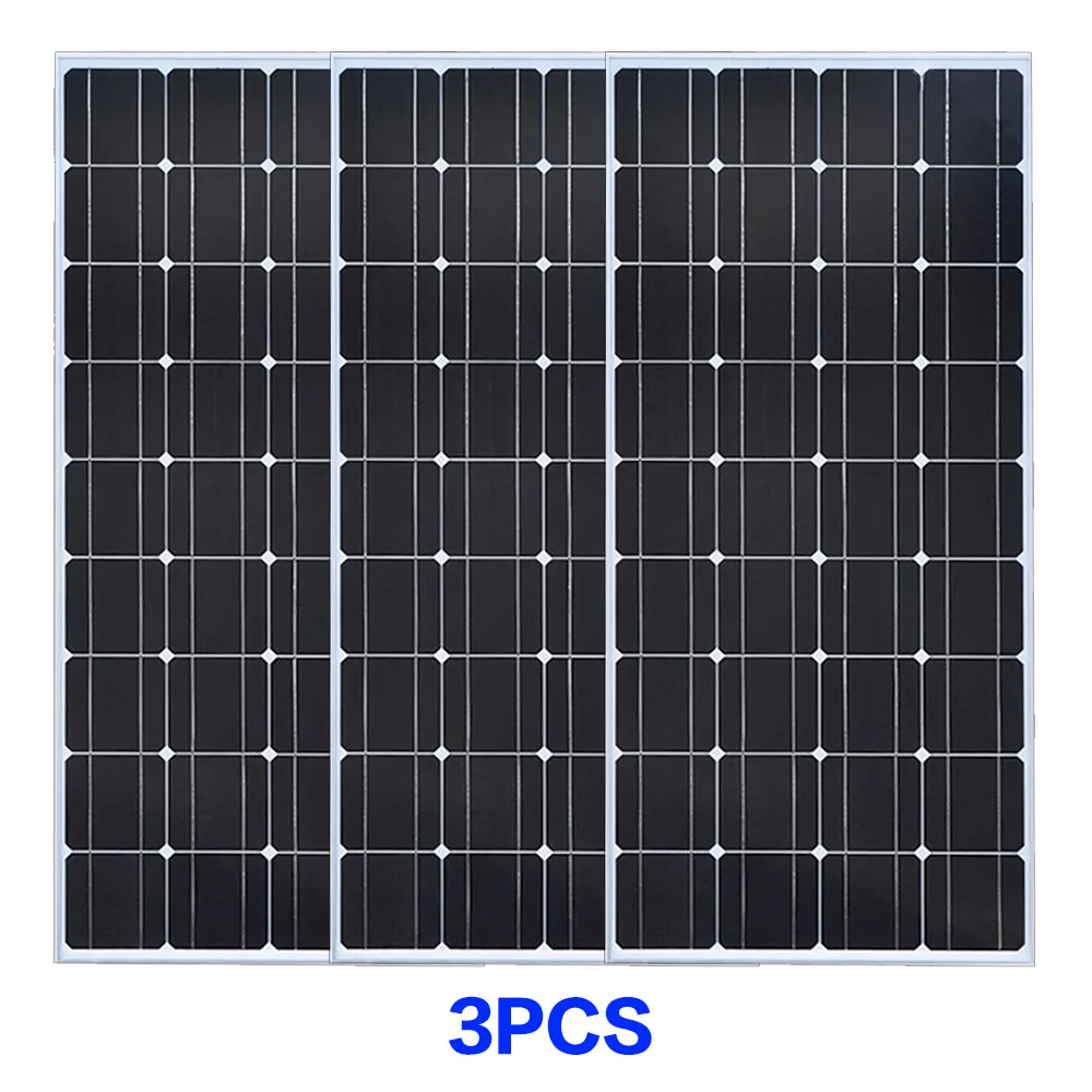 3 pcs solar panel XINPUGUANG 2 шт. 3 шт. 4 шт. солнечная панель 100 Вт 18 в стеклянная солнечная панель s 200 Вт 300 Вт 400 Вт panneau solaire монокристаллическая солнечная панель 12 В - Цвет: 3 pcs solar panel