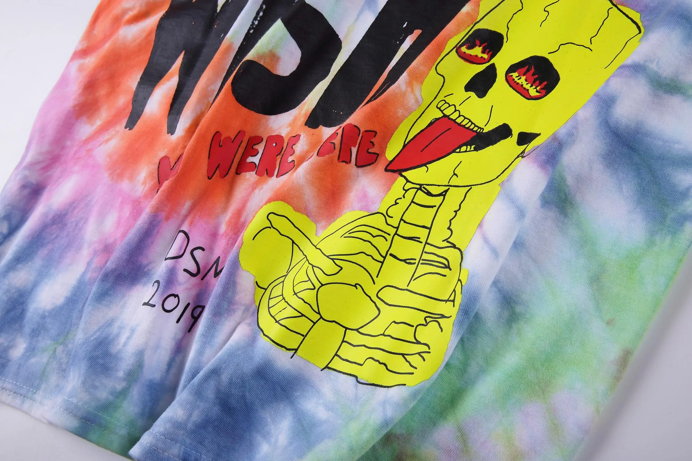 19SS Трэвиса Скотта астромира футболка 1:1 высокое качество инопланетянин Tie Dye футболка уличного рынка хип-хоп Astroworld футболка