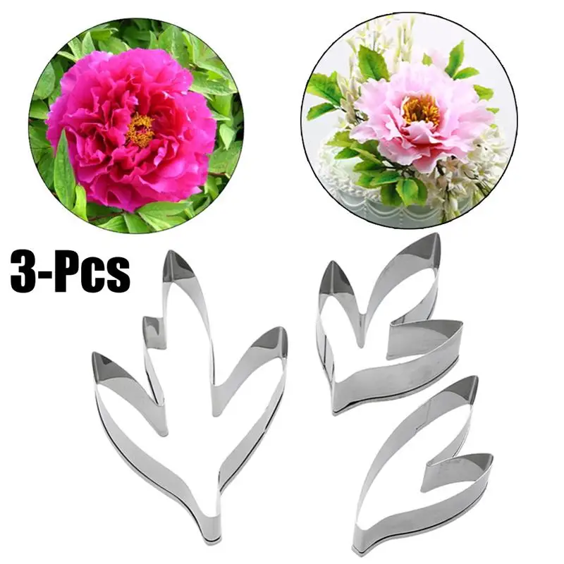 3 шт. форма для торта Пион цветок листья нож и печенья Форма из нержавеющей стали