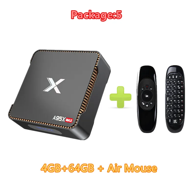 4g 64g En Air Mouse HAAYOT A95X MAX Android 8,1 ТВ приставка S905X2 4 Гб 64 Гб 2,4G+ 5G WiFi 1000M BT4.2 поддержка H.265 комплект коробка поддержка SDD/HDD запись видео - Цвет: 4g 64g En Air Mouse