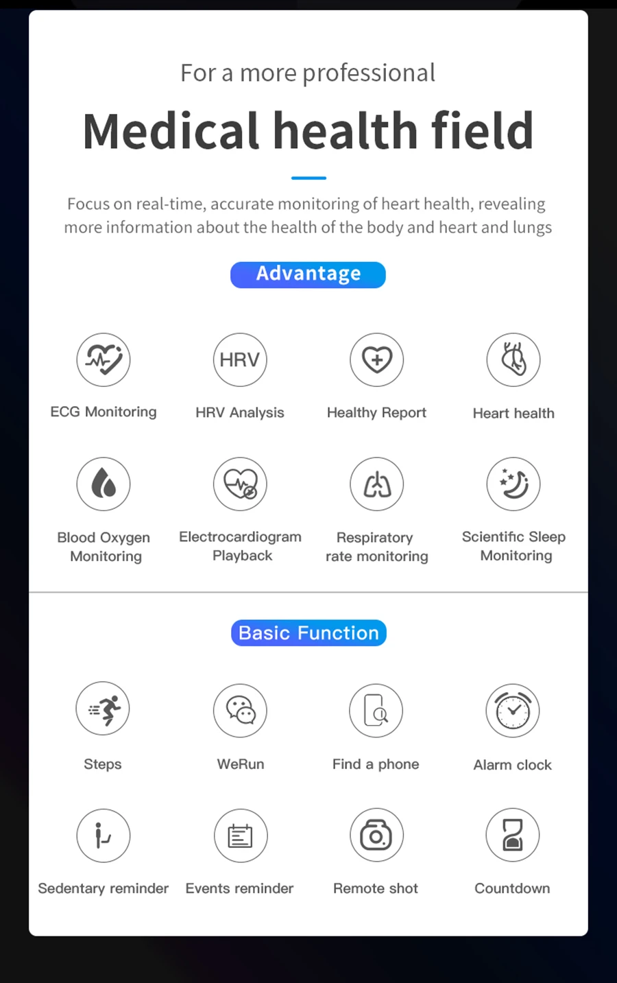 Hot Sale V19 ECG+PPG O2 HRV Analysis Tracking Motion Smart Watch IP68 Waterproof Smart Band Anti-lost Alarm Fitness Wristbands