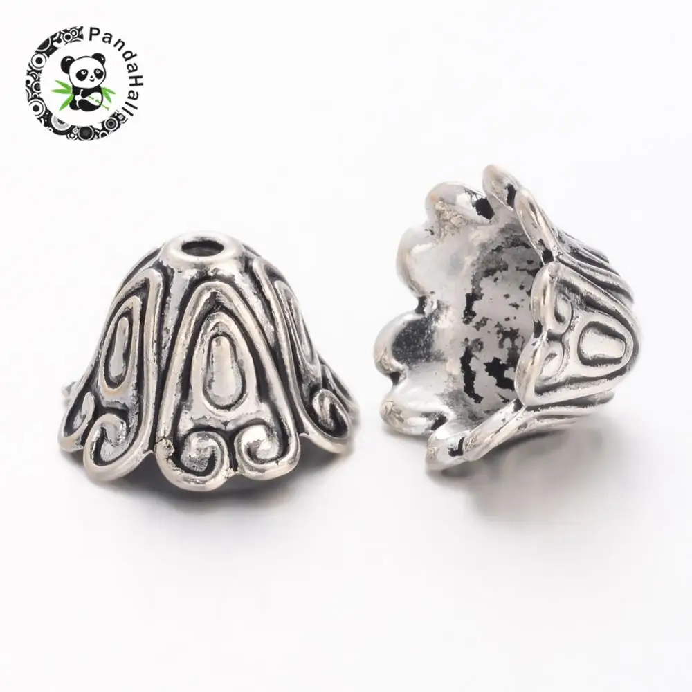 

Tibetan Style Alloy Bead Caps Antique Silver Color, 15x11mm, Hole: 2mm; Inner Diameter: 11.5mm