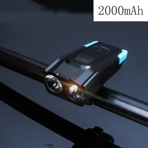 2000mAh 4000 мА/ч, индукционный велосипедный передний светильник, набор, USB Перезаряжаемый умный головной светильник с рогом, 800 люмен, светодиодный велосипедный фонарь, велосипедный мигающий светильник - Цвет: 2000mAh