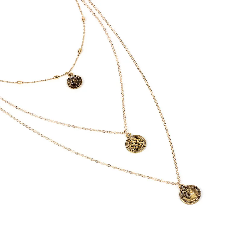 Модный простой сплав портретная медаль Многоуровневое ожерелье популярная