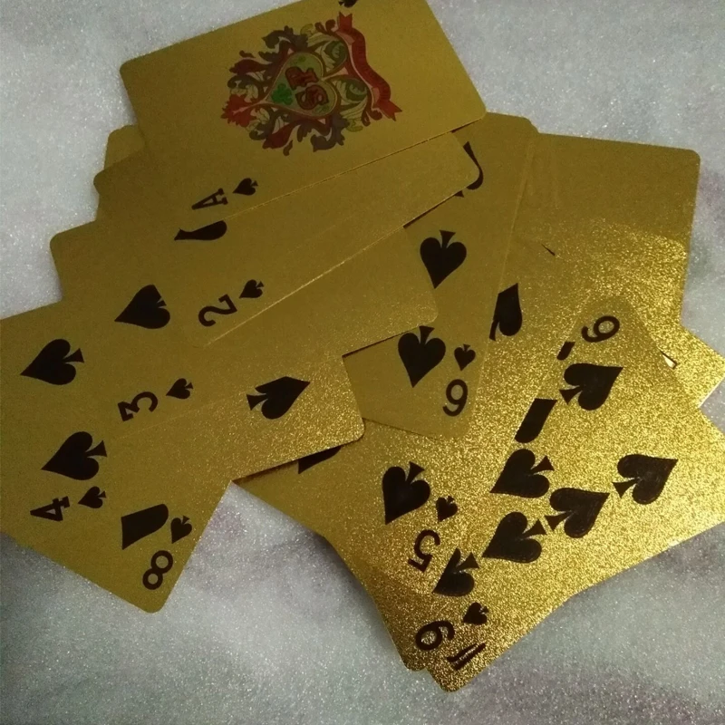 Евро игральные карты пластиковые 24k золотые ПВХ 100% водонепроницаемые