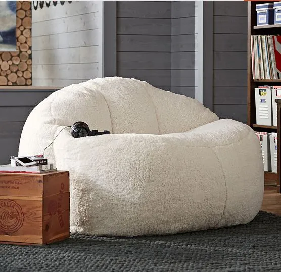Высокое качество овечья кожа бархат Beanbag кровати ленивое сиденье компьютерное кресло мебель для гостиной диван стулья 2 размера