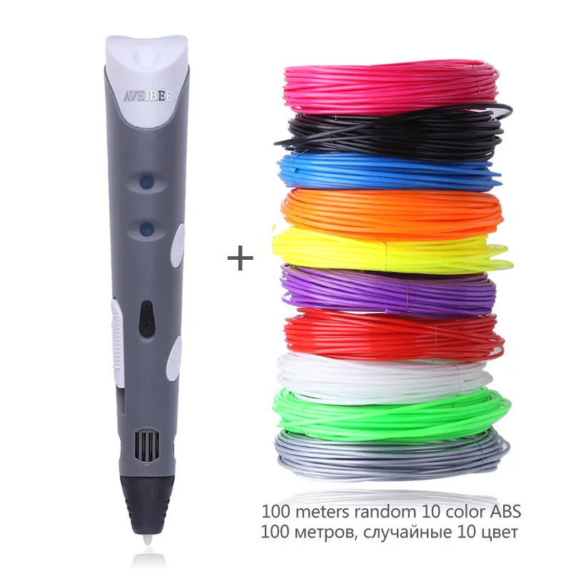 Pen With 100M ABS Корабли из российской федерации 3д печать ручка игрушки Модель 3d ручка 3 д принтер рисунок магические ручки рисования и 100/200метр пластиковые ABS нити школьные товары для подарка детей на день рождения - Цвет: Pen With 100M ABS