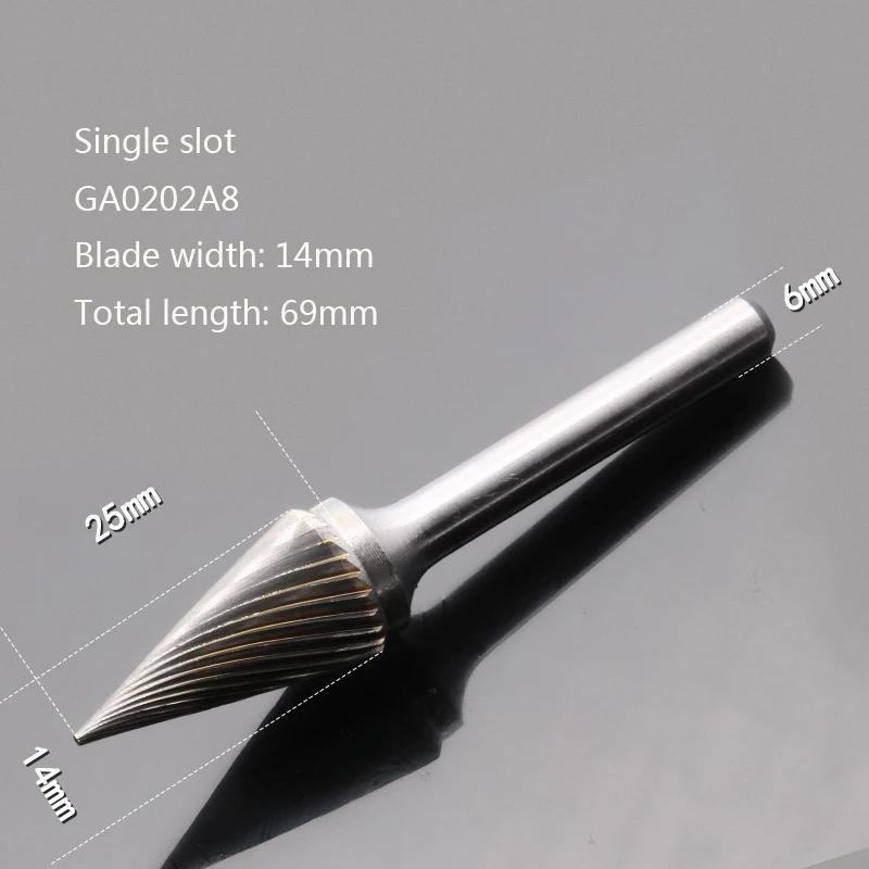 Single slot 14mm Вольфрамовая сталь Шлифовальная головка Карбид роторный расточные фрезы Металл шлифовальный станок M Тип конический наконечник одинарный паз - Цвет: Single slot 14mm