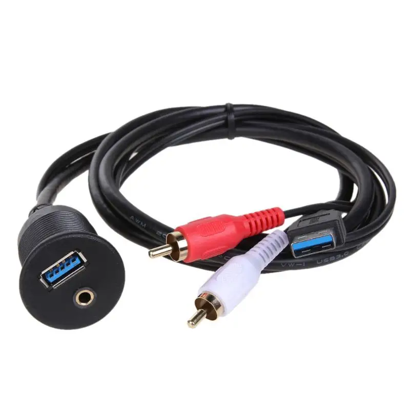 1 м USB 3 0 5 мм AUX мама к USB3.0 2 RCA Удлинительный кабель для скрытого монтажа автомобиля