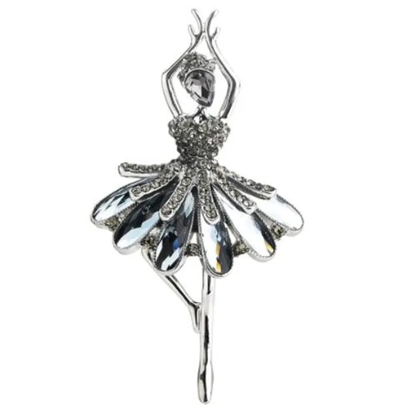 WKOUD Dance girls Swan Lake Factory Direct Sale Ballet Angel Dancing Girl Shinning Crystal Glass Brooches for Women | Украшения и