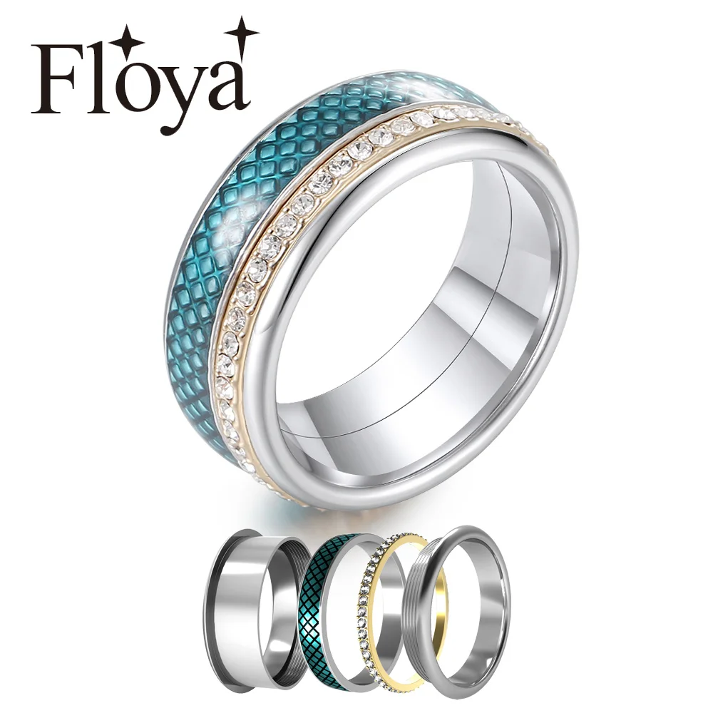 Кольцо из титана Floya комбинированное кольцо для пары женское нержавеющей стали