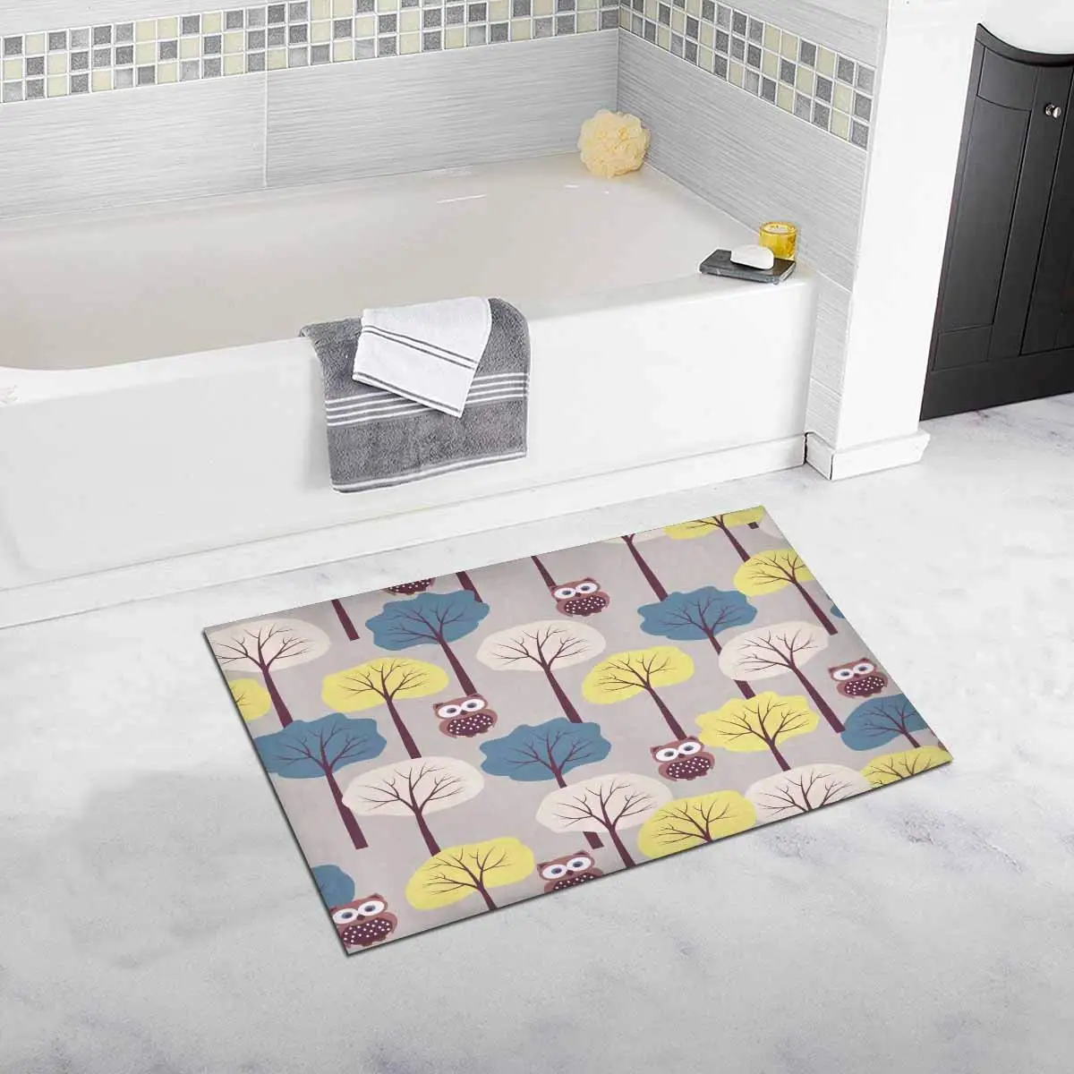 Осень с милой Совы Спальня Гостиная коврик для ванной нескользящие 32 Л X 20 Вт