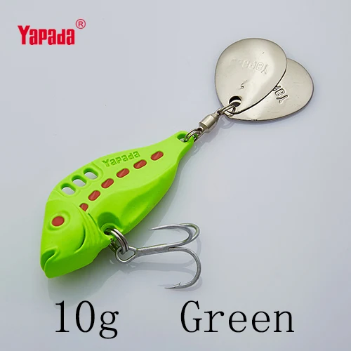 YAPADA VIB 305 Six Point 10 г/15 г/20 г/25 г тройной крючок+ вращающиеся блестки 40 мм/46 мм/50 мм/53 мм Металлические разноцветные рыболовные приманки VIB - Цвет: Green 10g