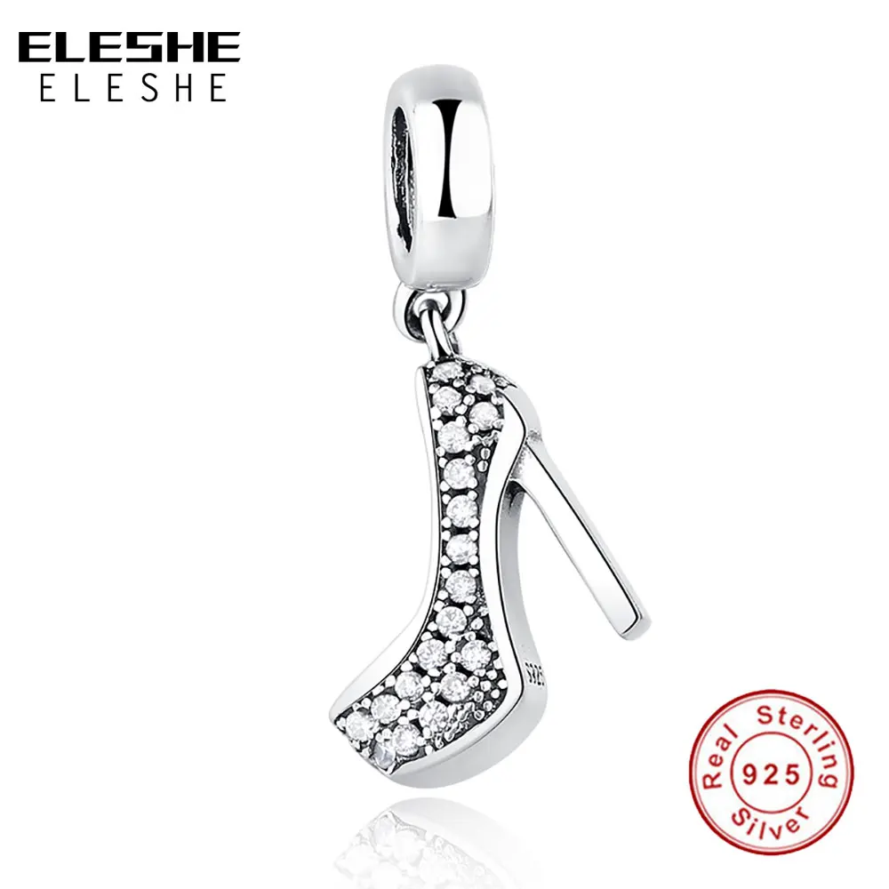 ELESHE, браслет Pandora, подвески, 925 пробы, серебро, Минни, счастливый глаз, сердце, бусины, прозрачный CZ, подвески, сделай сам, ювелирное изделие