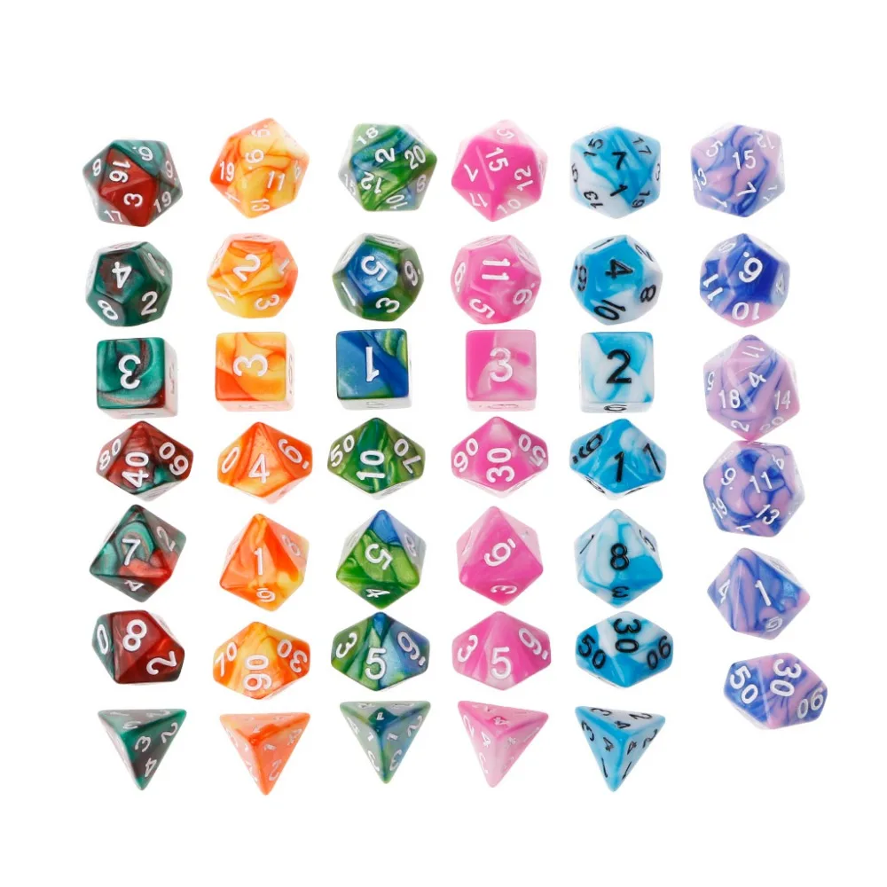 7 шт./компл. акриловые полигедрические кости для TRPG настольной игры|polyhedral dice|acrylic