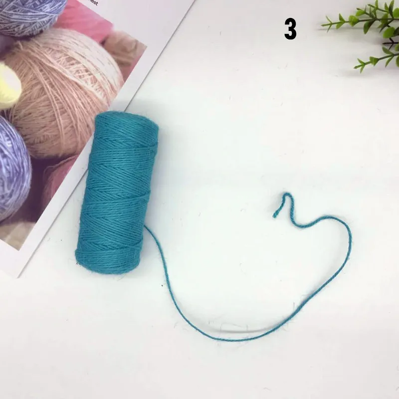 3 Light blue Джутовая веревка, ручная работа, 2 мм, винтажное украшение, цветная пеньковая веревка, подарочная упаковочная веревка, бирка для одежды, веревка, 100 метров на трубу - Цвет: 3 Light blue