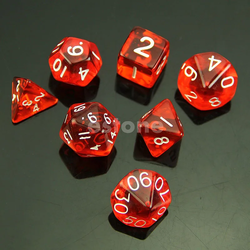 Красный Многогранная матрица D4 D6 D8 D10 D12 D20 MTG RPG D& D DND настольная игра шахматы детская развивающая математическая игрушка - Цвет: Красный