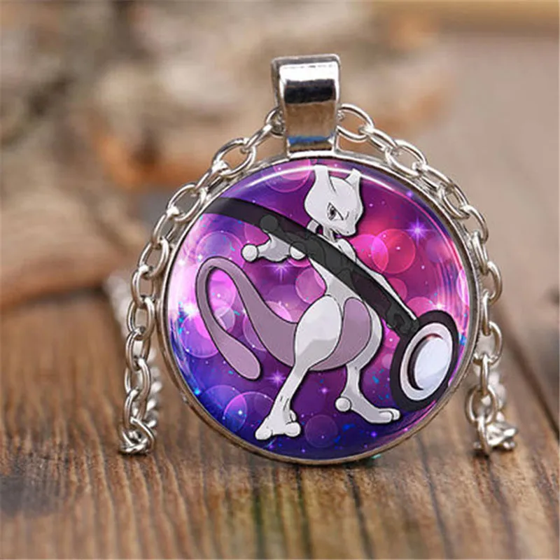 Новинка 2019 модное ожерелье Pokemon аниме Jewely Mewtwo Pokeball 28 мм Круглый стеклянный купол