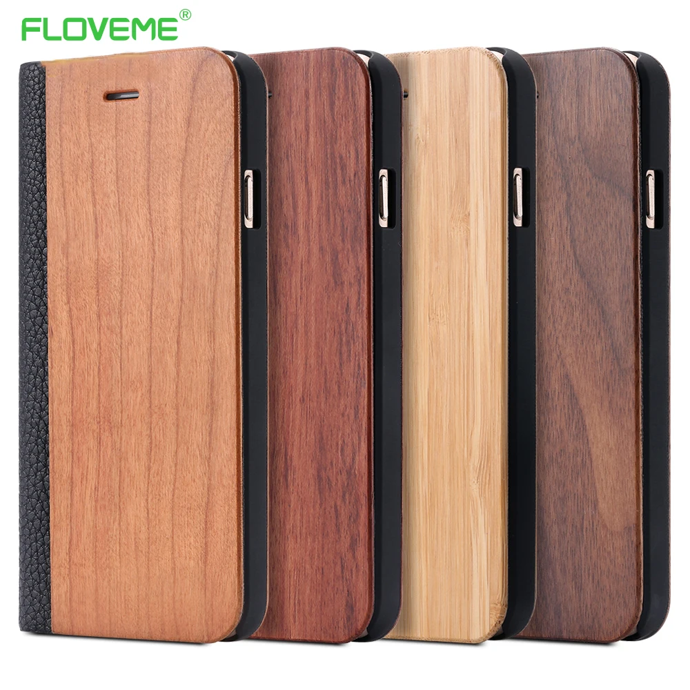 Кожаный чехол-бумажник FLOVEME для iPhone 11 X XS Max бамбуковый Чехол-книжка из