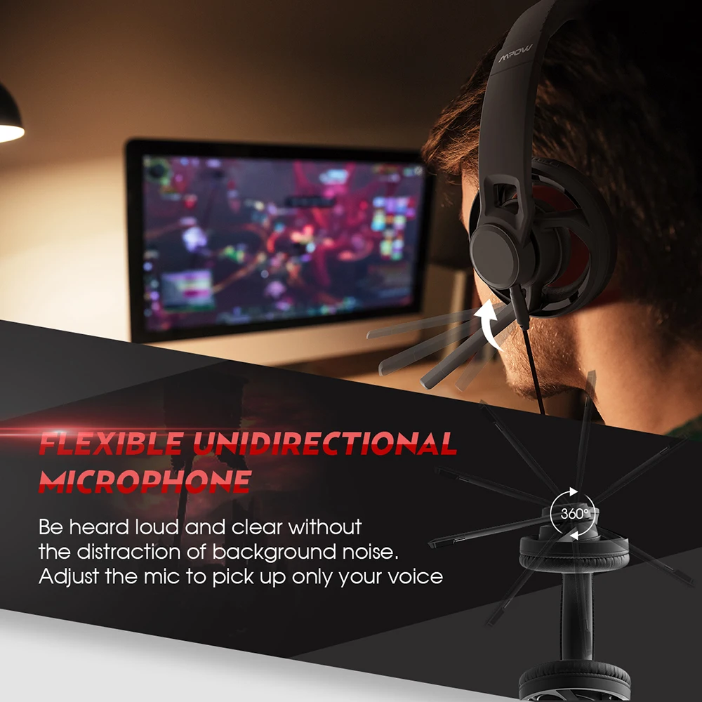 Проводная игровая гарнитура Mpow EG5 3 5 мм дышащие наушники для игр с микрофоном и