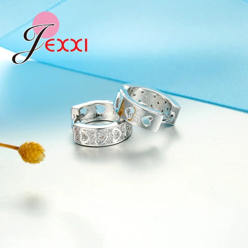 Romantic Heart Design Women Wide Hoop Earrings Wholesale 925 Sterling Silver Ear Piercing Jewelry Best Lady Birthday Gifts | Украшения и