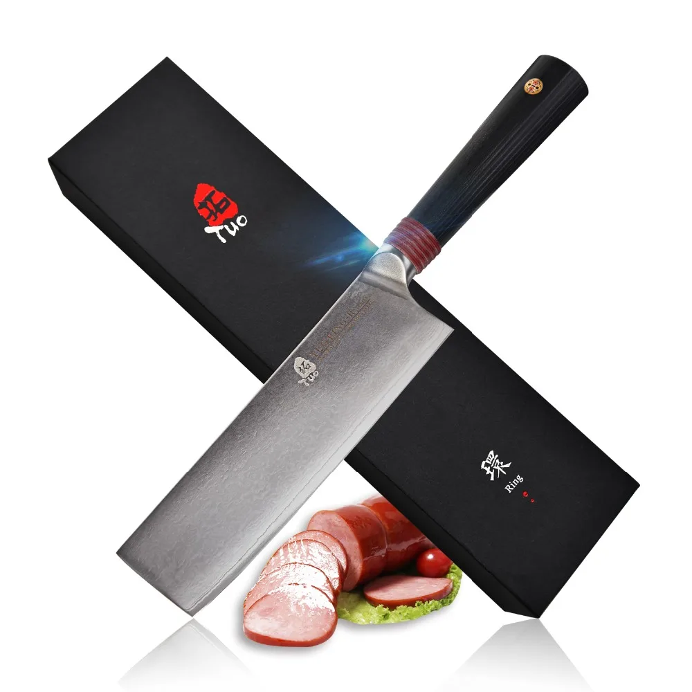 TUO столовые приборы nakiri японский дамасский AUS 10 HC стальной кухонный нож для овощей