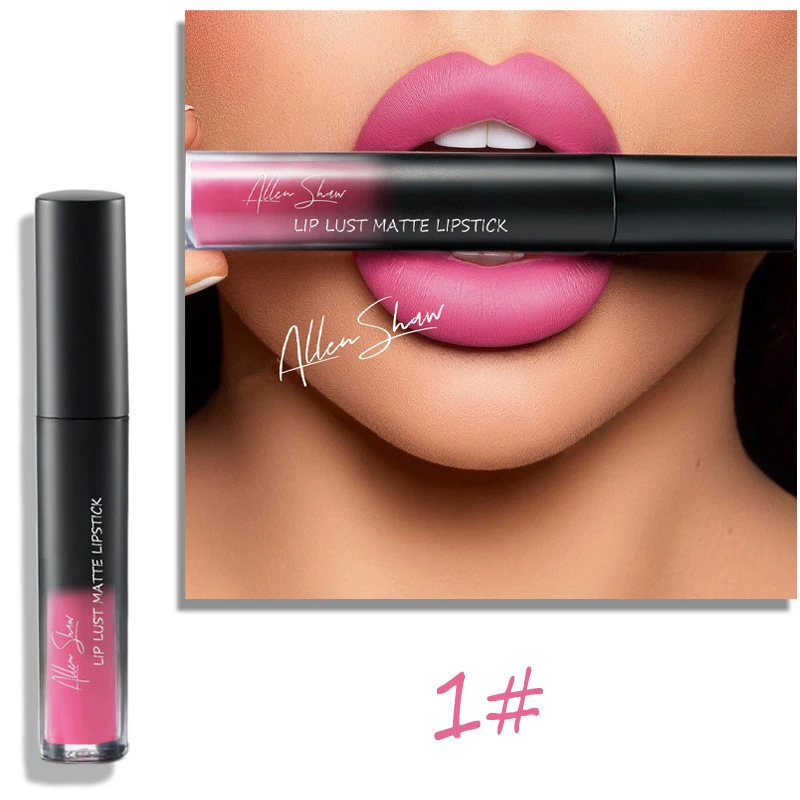 01 Макияж для губ, губная помада, Матовая жидкая длительный Make Up сексуальный отделкой в виде красных губ матовый Водонепроницаемый, Длительное Действие, Коврики 12-Цвет женские Помады для губ - Цвет: 01