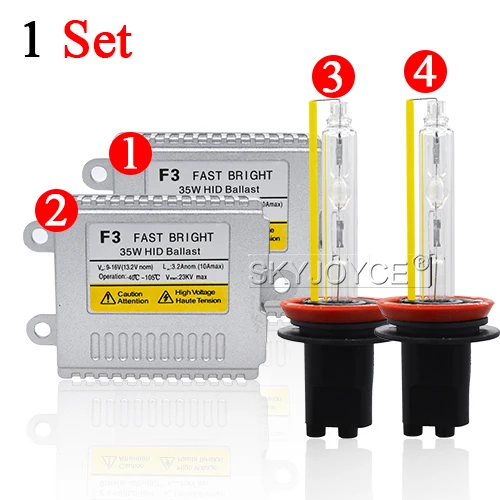 1 full kit set SKYJOYCE комплект ксеноновых фар, Высокопрочная конструкция H11 ксеноновая лампа H7 H1 H3 9005/HB3 9006/HB4 5500 K 35 W 12 V тонкий балласт переменного тока для автомобильных фар комплект ксеноновых ламп - Испускаемый цвет: 1 full kit set
