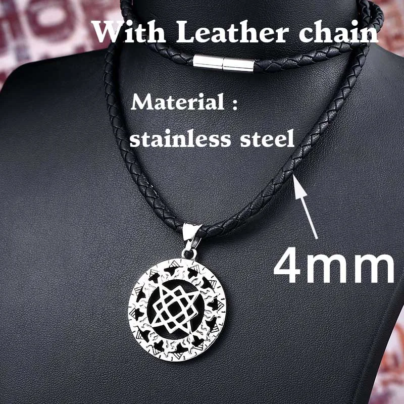Leather rope style Байер 316L нержавеющая сталь небольшой Сварог квадратный кулон. Звезда Русь амулет кулон древний Славянский талисман подвеска ювелирные изделия языческий - Окраска металла: Leather rope style