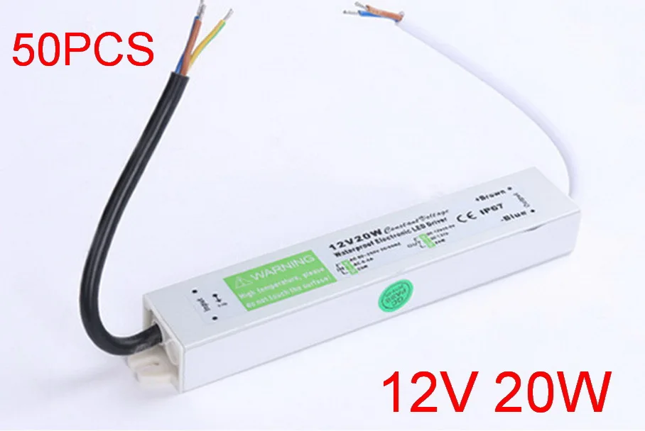 Водонепроницаемый электронный светодиодный драйвер 12 В 20 Вт постоянного тока 1 67