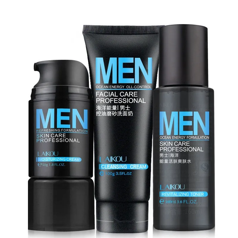 

Professional Men's Mineral Moisturizing Cream + Toner + Facial Cleanser Set Deep Moisturizing Control Oil Emollient Cosmetics