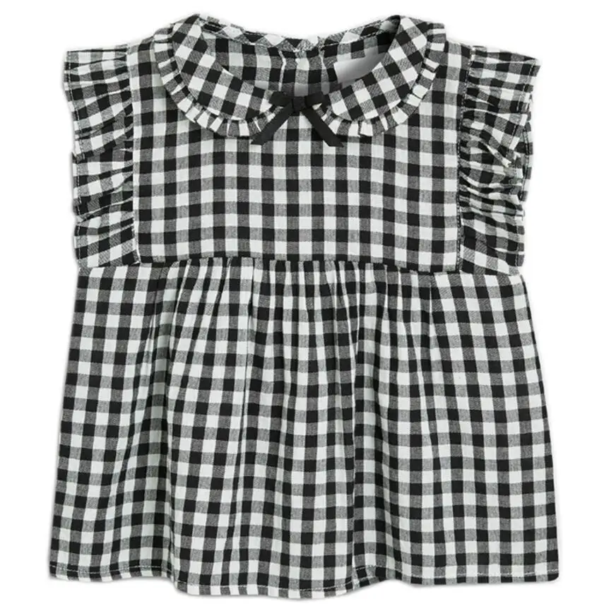plaid Little maven/детская одежда; летняя одежда для маленьких девочек; футболки с короткими рукавами; хлопковые брендовые футболки в клетку с бабочкой - Цвет: plaid