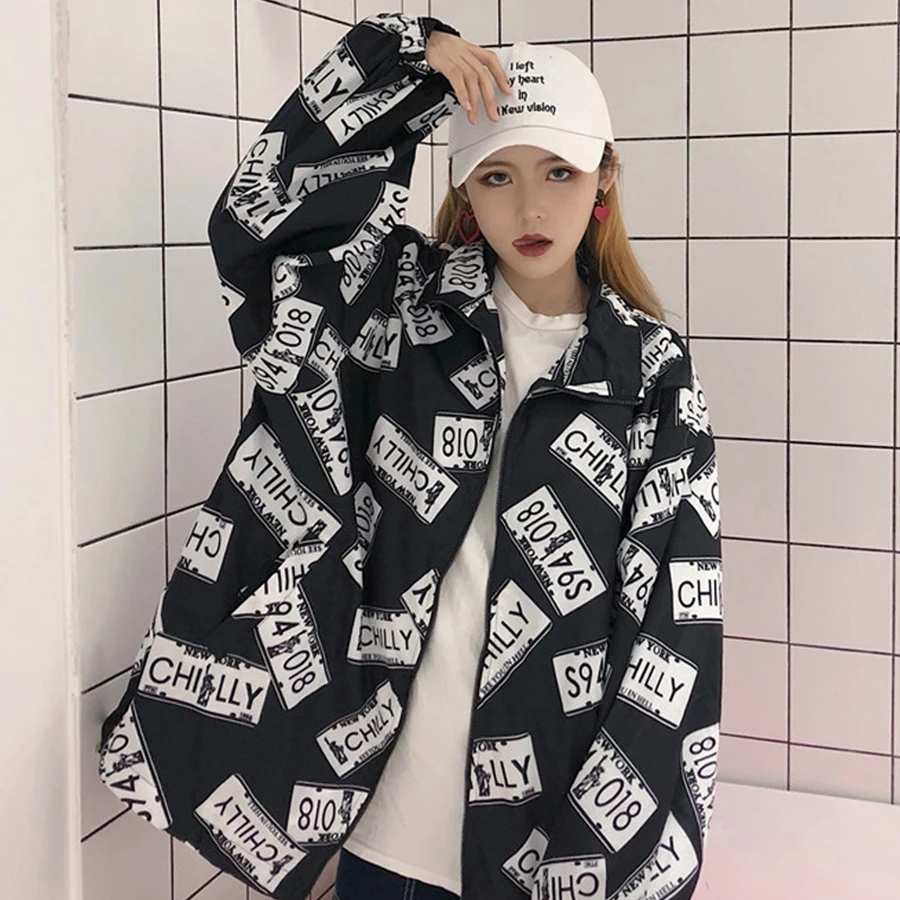 Повседневная рубашка женская Свободная блузка с длинным рукавом Ulzzang Harajuku