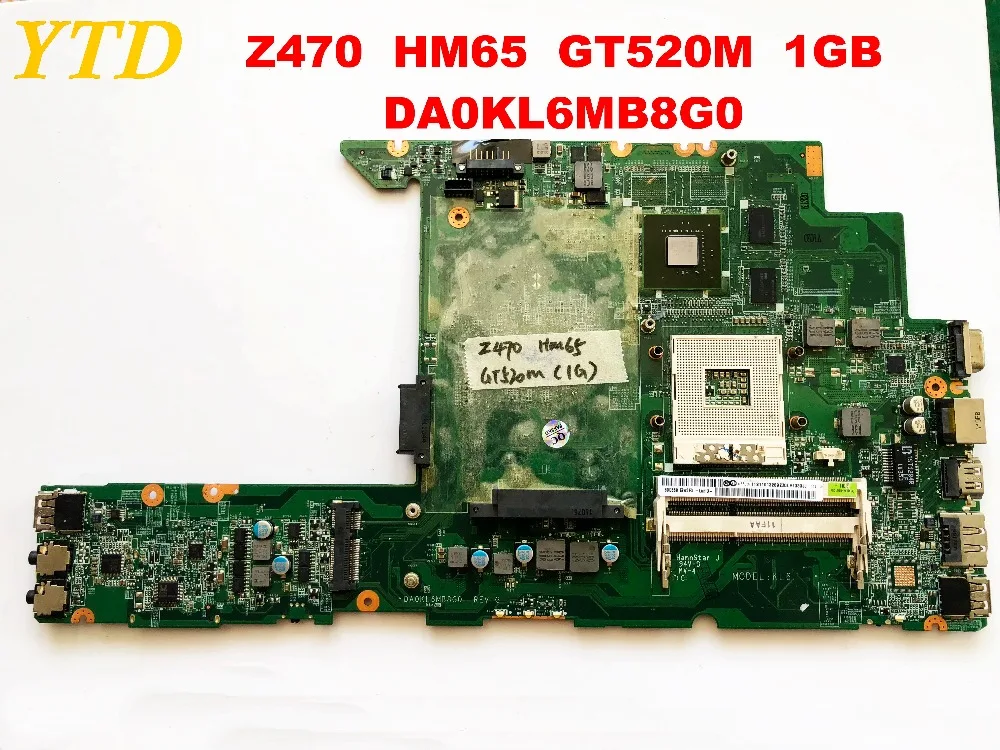 Оригинальная материнская плата Z470 для ноутбука lenovo HM65 GT520M 1 ГБ DA0KL6MB8G0