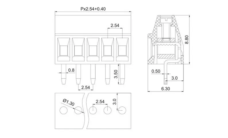 10 шт. KF128 2,54 мм PCB мини винтовой клеммный блок KF128-2.54 2P 3P 4P 5P 6P 7P 8P 9P 10P 12P 14P 16P клемма для соединения