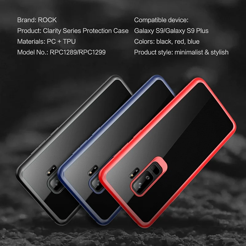 Тонкий чехол для Galaxy S9, ROCK TPU+ PC противоударный чехол для телефона для samsung Galaxy S9 plus прозрачная задняя крышка для s9+ оболочка