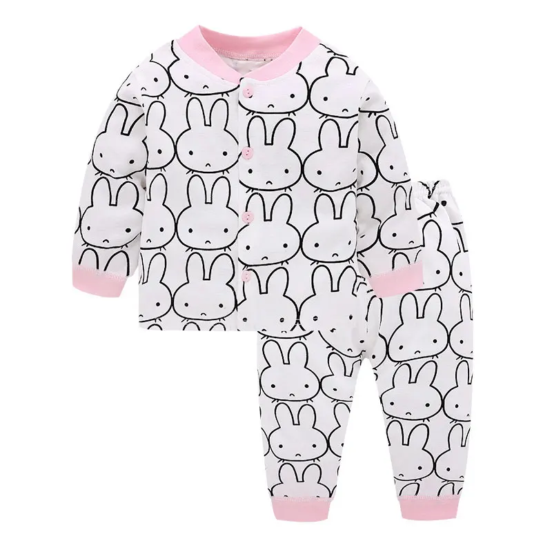 Rabbit Детские пижамы с 14 рисунками пижамы с рисунками из мультфильмов для малышей пижамы с буквенным принтом для маленьких мальчиков и девочек весенне-осенняя хлопковая одежда для младенцев из 2 предметов - Цвет: Rabbit