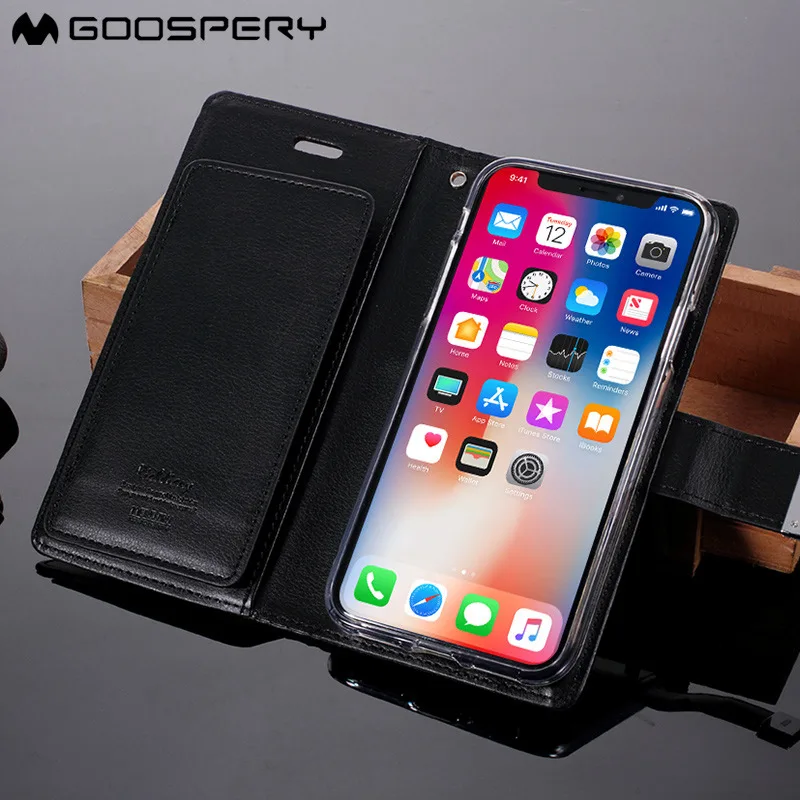 GOOSPERY для iPhone 6s 6 Plus 7 8 5 5S SE случае Rich Diary из искусственной кожи Металлическая