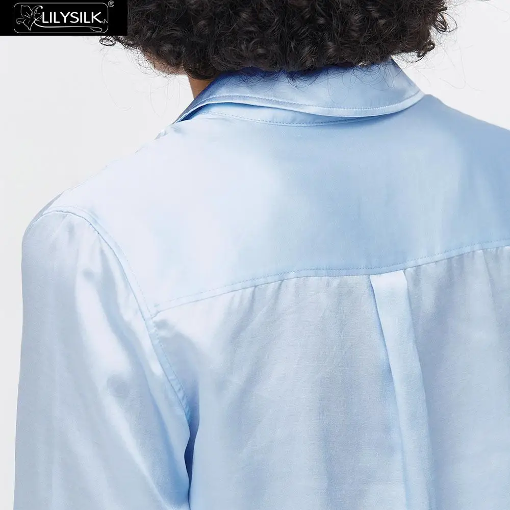Рубашка LilySilk шелковая хлопковая с одним карманом умным дизайном новинка для