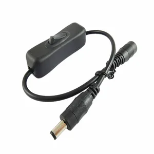 Встроенный переключатель постоянного тока 304 ВКЛ.ВЫКЛ. С гнездовым штекерным кабелем питания 5, 5x2, 1 мм светодиодный переключатель постоянного тока 5 в 12 В 24 В для светодиодной ленты видеонаблюдения