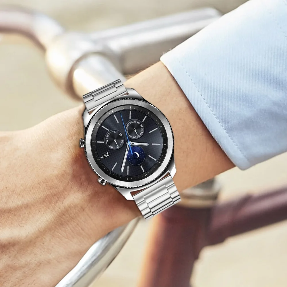 3 цвета для samsung Шестерни S2 классический ремешок для наручных часов, Fullmosa 20 мм сплошной Нержавеющая сталь Бизнес ремешок для часов для huawei часы 2
