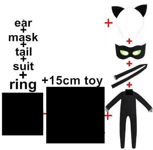 kid child children Black Cat Cosplay Costumes wig Adrien Marinette suits clothes ring | Тематическая одежда и униформа