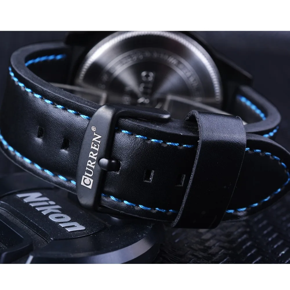 

CURREN 3D Big Dial Blue Glass Design Calendar Display Waterproof Military Sport Quartz Wrist Watches Top Brand Luxury Male Clock