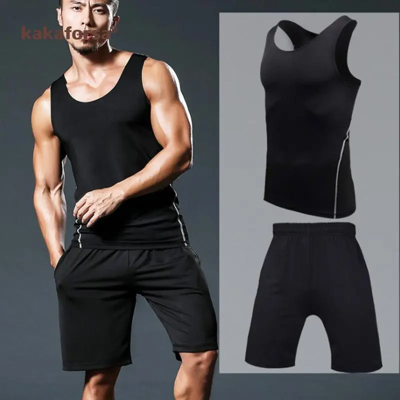Kakaforsa Compression Men Sport Suits Quick Dry Running sets Clothes Sports Joggers Training Gym Fitness Tracksuits Running Set