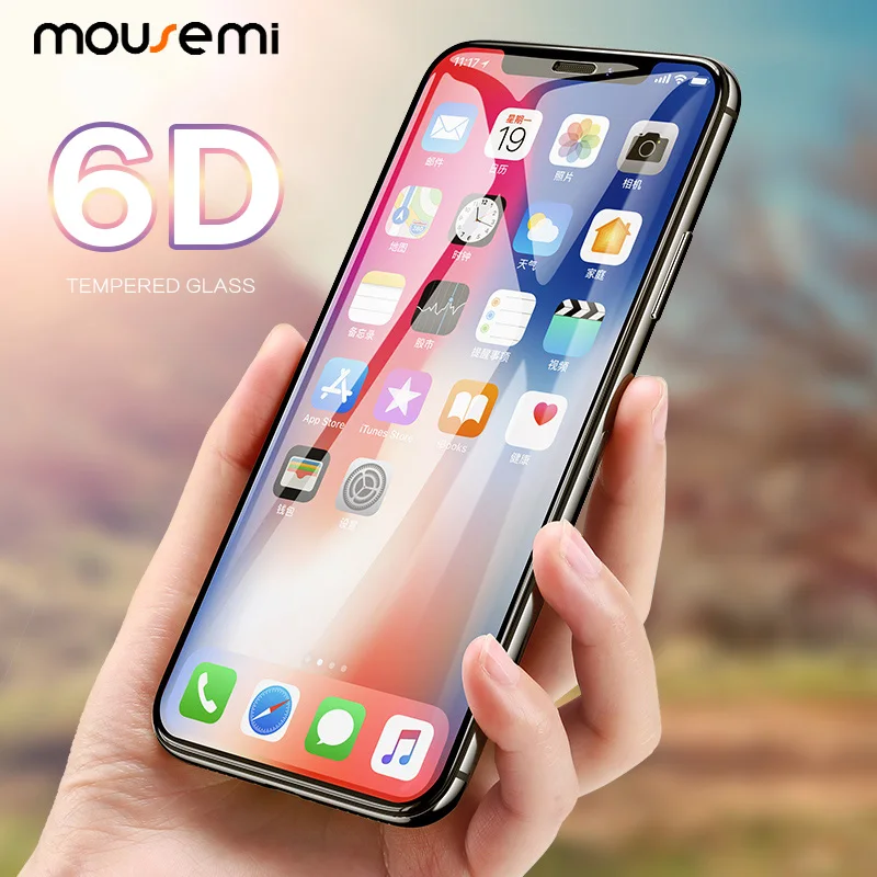 Mousmi для iPhone 7 стекло на 6 S XS MAX XR 8Plus 6D изогнутое полное покрытие защитное 6|Защитные