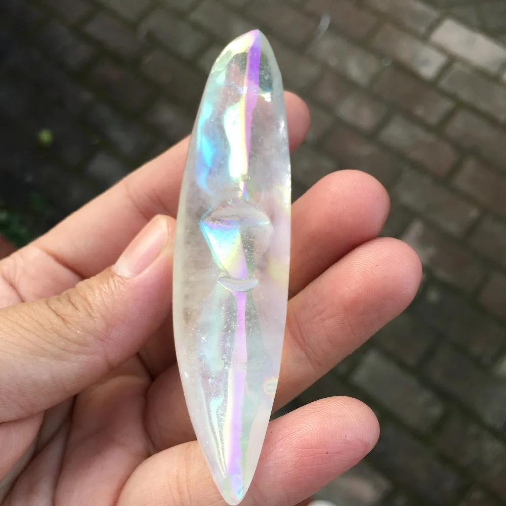 GJ Aura Angel Moons 80 мм дешевая цена маленькие прозрачные кварцевые гальванические