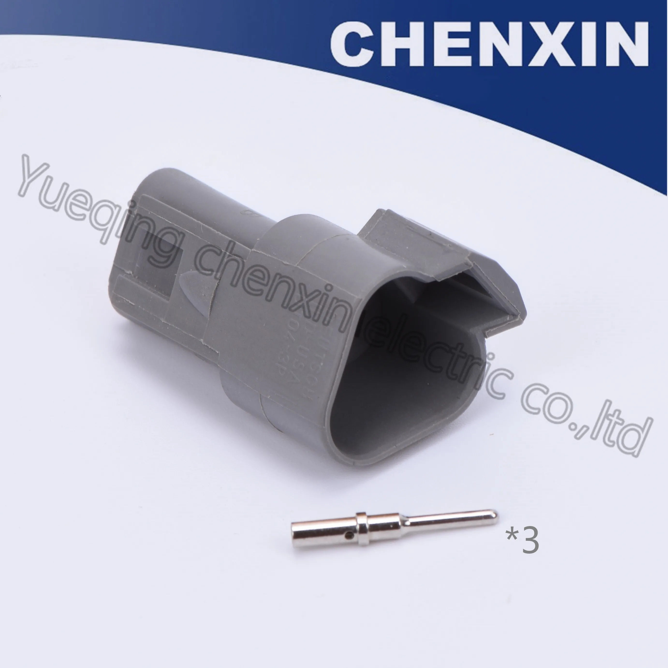 

Gray 3 pin car waterproof auto connectors 1.6 male DT series With machined solid terminal DT04-3P