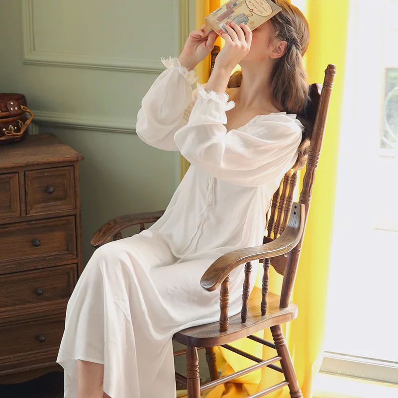 2019 длинная белая хлопковая сексуальная одежда для сна с v образным вырезом ночная