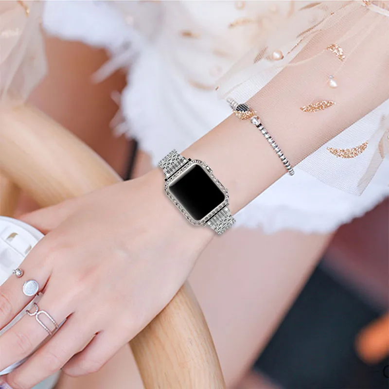 Чехол для apple watch 42 мм, чехол для часов с бриллианты Bling кристалла часы с пластиной Чехол защитный для apple Watch