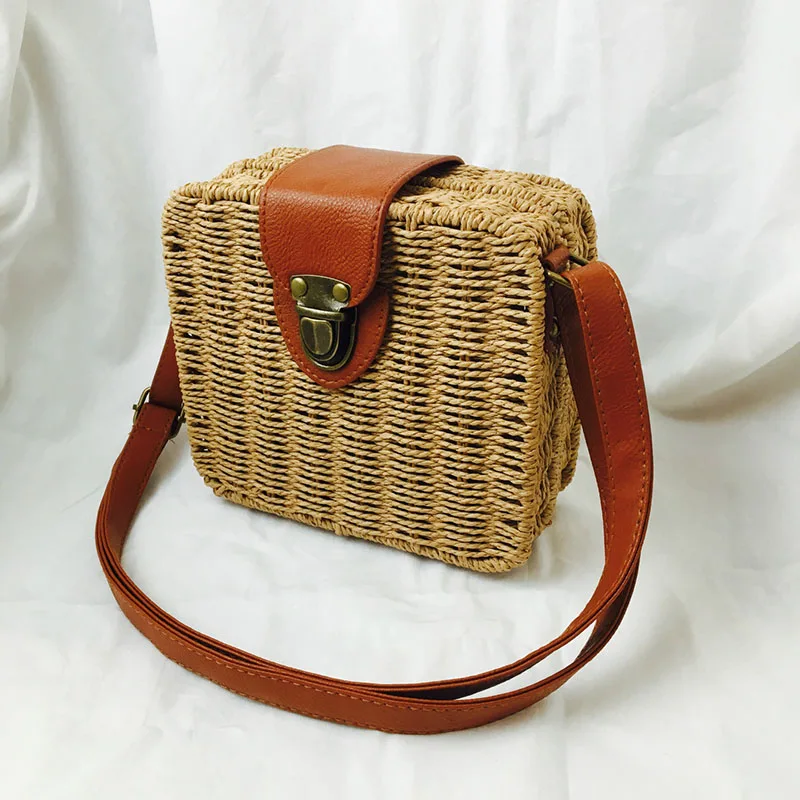 

Straw square shoulder bag female beach bag summer simple rattan hand-woven beach fashion Messenger bag ZTF204